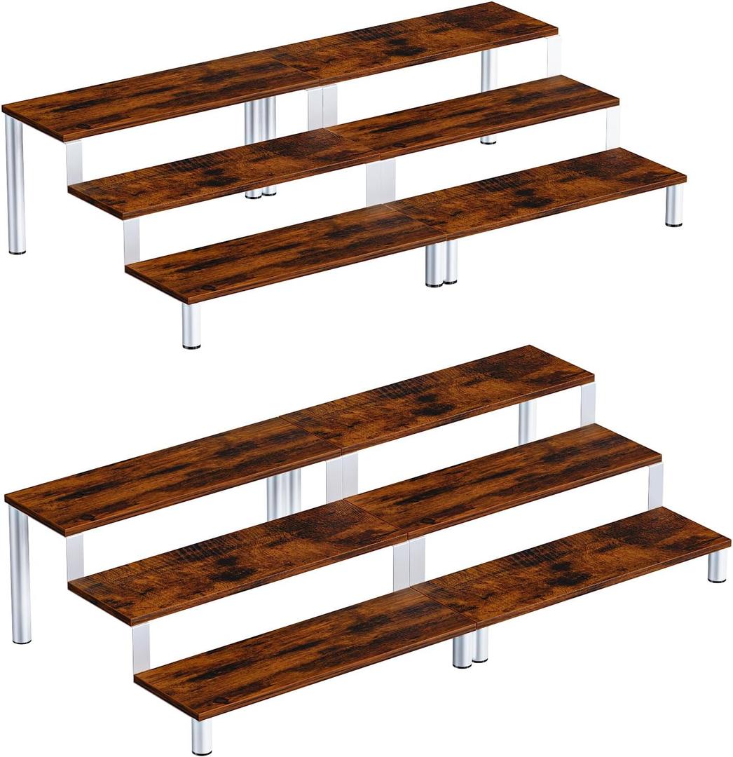 Wooden Display Stand Riser, 3 Tier Perfume Organizer Stand Cupcake Stand Holder, Tiered Display Stand Risers Display Shelf for Home and Shop (White, 4 pcs)