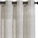 Vangao Linen Stripe Black Curtains Tickingstripe Light Filtering Window Curtains Pinstripe Printed on Beige Drapes 96 Inches Long for Living Room Bedroom Dorm 2 Panels