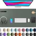 Aothia Leather Desk Protector, Mouse Mat, Non-Slip PU Leather Blotter, Laptop Desk Mat, Waterproof Writing Pad for Office and Home (Jungle Green, 36" x 17")