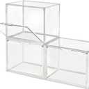 Clear Stackable Plastic Storage Bins with Magnetic Lid, Dustproof Book & Cosmetic Display Cases, Large Figures Collectibles Showcase, Shoe Box, Protection Organizer (Transparent, L-3 Pack)