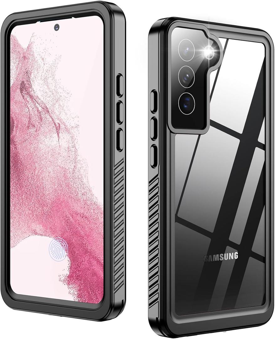 Designed for Samsung Galaxy S22 Case Waterproof,Built-in Screen & Lens Protector,Full Heavy Duty Protective Phone Case,12FT Drop Shockproof Protection for Galaxy S22 6.1, Black