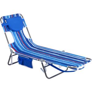 SunnyFeel Beach Lounge Chair, Backpack Reclining Beach Chairs Lay Flat, Face Down Tanning Chair, Folding Camping Chairs Portable Camp Cot with Backpack Straps for Outdoor/Picnic/Lawn (Blue Stripe)