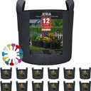 JERIA 12-Pack 15 Gallon, Vegetable/Flower/Plant Grow Bags, Aeration Fabric Pots with Handles (Black), Come with 12 Pcs Plant Labels