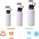 32 oz Insulated Sports Water Bottle with Straw, Vacuum Stainless Steel Water Flask with Handle, Thermal Metal Water Cup Mug with 2-in-1 Lid, Lavender