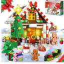 GIVFOZAY Christmas Gingerbread House Building, Christmas Village House Building Set, Contain Christmas Tree and Train, Xmas Brick Toy Gifts for Adults Teens and Kids 1288PCS,Factory Sealed