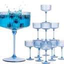 LIYH 20pcs Plastic Martini Glasses 10 Oz Blue Disposable Cocktail Coupe Champagne Tower Cups Perfect for Bar Cocktails Martinis Parties