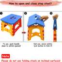 Kids Folding Step Stool for Toddlers Bathroom Sink Safety Lock to Stable1 Pack, Red+Blue