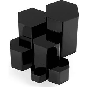 Jetec Hexagonal Jewelry Display Risers Hexagonal Market Display Risers Stands Acrylic Showcase Acrylic Stand for Jewelry Model Figures Decoration, 6 Sizes(Black,6 Pieces)