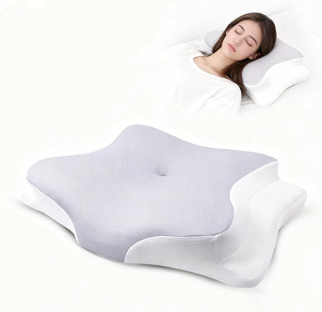 Cervical Pillow for Neck Pain Relief Contour Memory Foam Pillow for Side and Back Sleepers, Advanced Support and Comfort, Promotes Spinal Alignment and Pressure Relief
