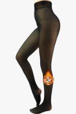Fleece Lined Tights Sheer Women - Fake Translucent Warm Pantyhose Leggings Sheer Thick Tights for Winter, Size M