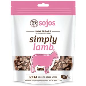 SOJOS Natural Pet Food Simply Lamb Grain Free Freeze-Dried Raw Dog Treats, 4-Ounce Bag (557030), Best By: 08/28/25