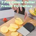 Suuker Crinkle Cutter Pickle Slicer, 3 Pieces Versatile Potato Slicer for Fries, Stainless Steel Crinkle Cutter for Veggies, Manual Food Wavy Chopper Slicer for Carrot Chopper
