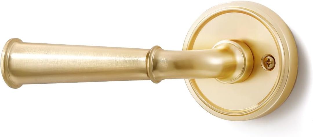 Brushed Gold Passage Door Handle, Interior Kitchen Pantry Hallway Gold Door Lever Hall Closet Light Gold Door Handle, Aluminium Alloy Handle Lever, 1 Pack