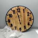 Large Old Town Farmhouse Wall Clock 24 Inch Rustic Antique Wood with Metal Circle and Large Numerals Silent Battery Operated Wall Clock for Office Kitchen Bedroom Living Room (Brown)