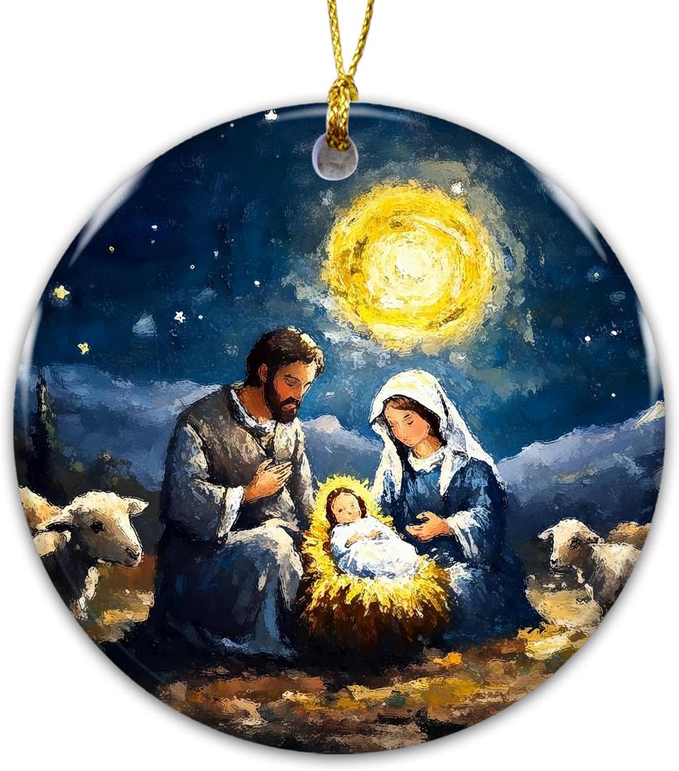 5 x Holy Family Nativity Ornament 2025  Baby Jesus, Mary & Joseph  Religious Christmas Decor  Christian Faith Ornament Gift for Family, Church, Friends, Catholic, Christian Decor