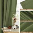 LAMIT Linen Curtains 45 Inch Length 2 Panels Set for Bedroom, Light Filtering Semi Sheer Neutral Short Decorative Window Rod Pocket Christmas Decor Drapes for RV/Basement, 42 X 45 Inch, Olive Green