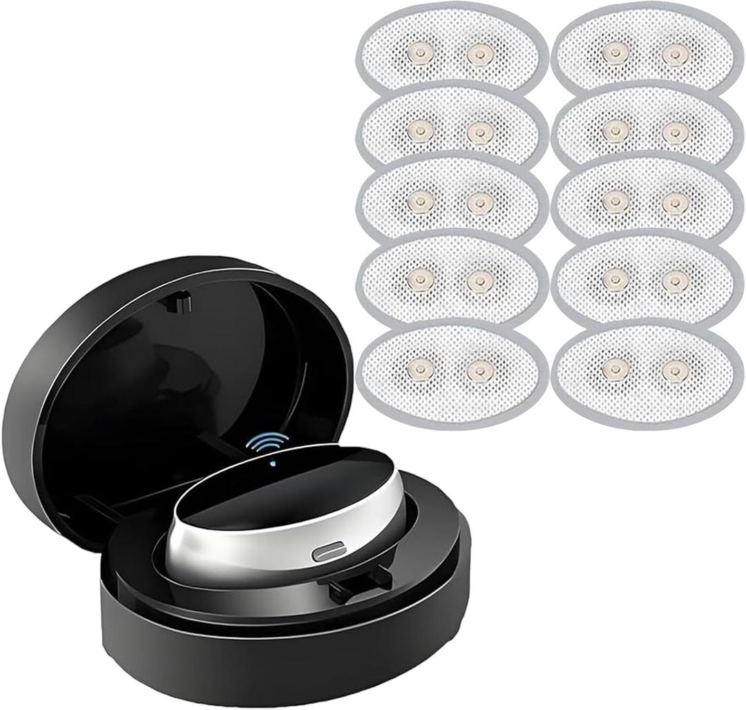 Deep Sleep Training Device Intelligent Throat Massager with Replacement Disposable Gel Patches for Improving Sleep Quality, 1 PCS (Patch＋Device)