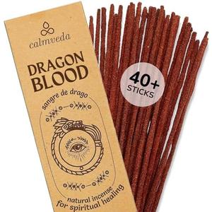 Potent Dragons Blood Incense Sticks - (40+Sticks, 9 inch) Thick Natural Resin Incense, Clean Charcoal Free | Sweet Spicy & Ambery Smelling Protection Incense (Sangre de Grado) (Burn Time 45+ Mins)