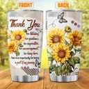 Thank You Gift for Teacher or Mentor, 20oz Sunflower Stainless Steel Tumbler with Inspirational Quote, Vacuum Insulated Appreciation Travel Mug for Women, Coworkers, Friends