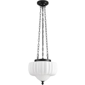 Milk Glass Pendant Light, 14" Schoolhouse Light Fixture, Ceramic Pendant Lighting for Kitchen Island, Vintage Art Deco Chandelier for Bedroom, Dining Room, Hallway, 3*E26 Bulbs Included, White