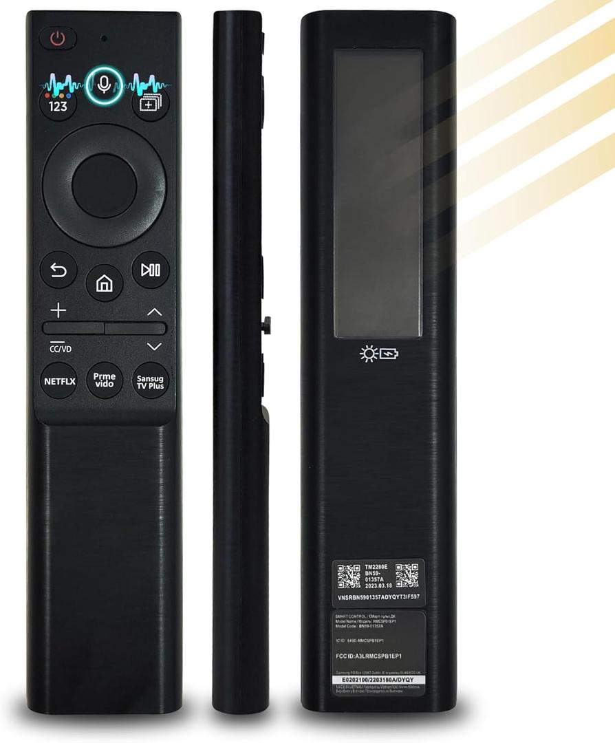 BN59-01357F BN59-01357A TM2180E Compatible with Samsung Smart TVs Frame Smart 4K 8K Ultra HD Neo QLED Series Solar Voice Remote, Replace BN59-01357F BN59-01357P, 3 Shortcut Buttons