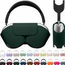 Maxjoy for Apple Airpods Max Smart Case Cover, Soft PU Leather Protective Cover Accessories for Airpod Max with Sleep Mode, Anti-Dust Travel Carrying Case for Airpods Pro Max Headphones, Dark Green