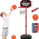 Toddler Basketball Hoop Indoor - Basketball Hoop Toddler, Adjustable Indoor & Outdoor Mini Court - Christmas & Birthday Gift for Ages 4-8 Includes Basketball Goal, Stand and Balls