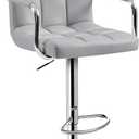 Yaheetech Bar Stools, PU Leather Adjustable Swivel Barstools, Hydraulic Kitchen Counter Height Bar Chairs with Armrest and Back for Kitchen, Dining Room, Light Grey