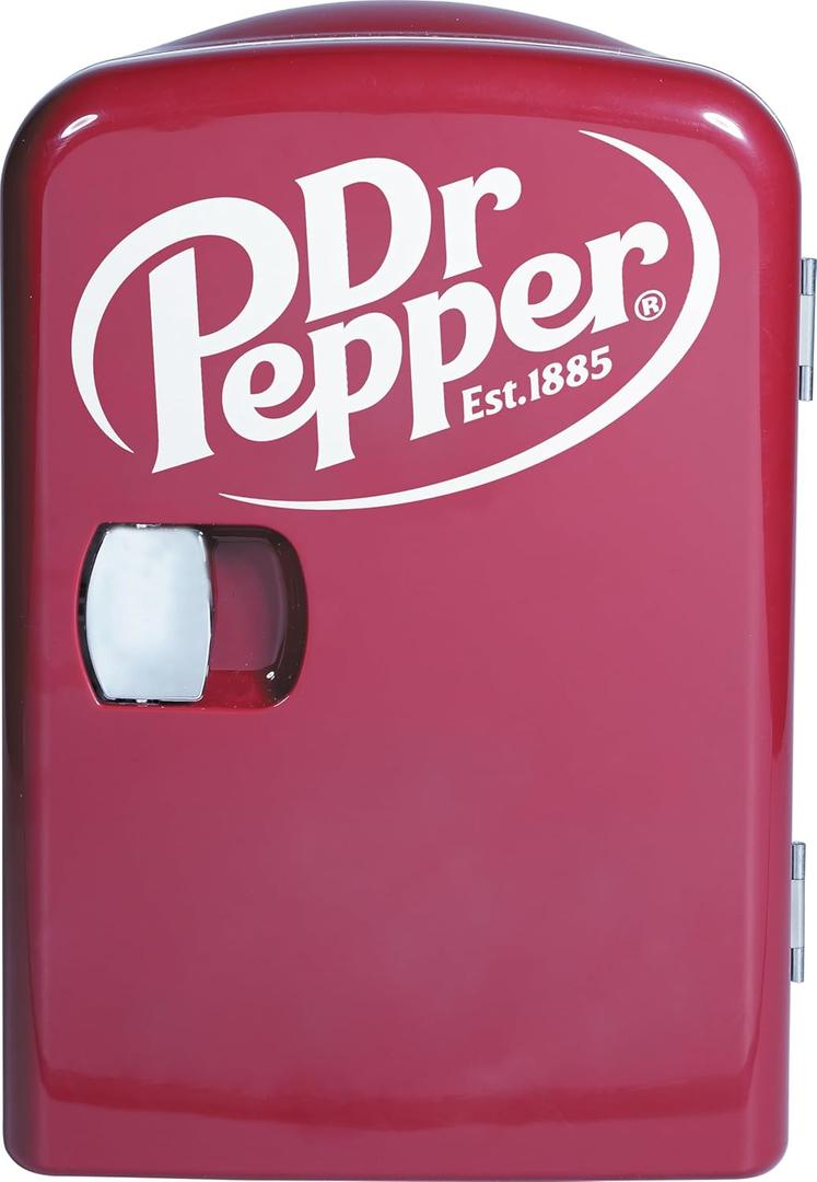 CURTIS MIS153DRP Dr. Pepper Retro Mini Portable Compact Personal Fridge Cooler, 4 Liter Capacity, 6 Cans, Makeup, Skincare, Freon-Free & Eco Friendly, Maroon (BURGUNDY)