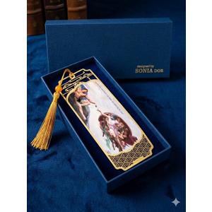 Saby Waby Premium Gold-Plated Brass Bookmark Gift Box - Limited Edition - Michelangelo Inspired Art Authentic Renaissance Style with Artistic Imperfection