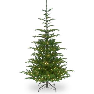 National Tree Company 'Feel Real' Pre-lit Artificial Christmas Tree | Includes Pre-strung White Lights and Stand | Norwegian Spruce - 7.5 ft