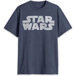 STAR WARS mens Simplest Logo Graphic Long Sleeve TeeShirt (X-Large, Navy Htr)