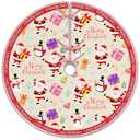 JQF Red Santa Snowmans Christmas Tree Skirt, Cute Winter Merry Christmas Tree Skirt, Xmas Red Tree Mat Ornaments for Winter New Year Home Party Holiday Indoor Outdoor Decor, 36 Inch