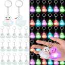 Deekin 48 Pcs LED Light up Rubber Duck Keychain, Glow in The Dark Cruise Duck Keychain Bulk, 3D Tiny Key Chains for Carnival, Birthday Party, Goodie Bag Fillers, Wedding Favors (Stylish)