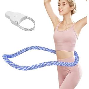 Lerpio Soft Spring Weighted Hoop for Adults, Quiet & Pinch-Proof Design, Portable Fitness Infinity Hoop with Body Tape Measure, Exercise Hoop for Core Workout (Blue, 3LBS)