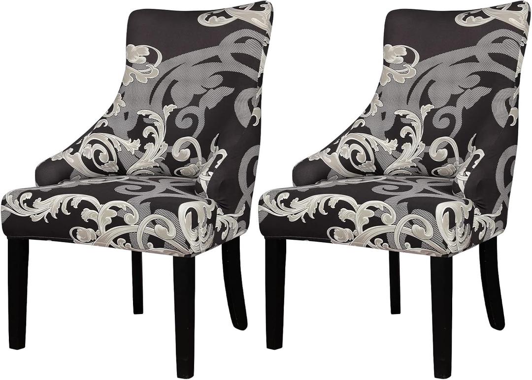 Lellen Wingback Side Chair Slipcover - Wingback Chair Covers with Pattern,Stretch Armless Wingback Chair Slipcover,Wingback Dining Chair Covers,Arm Chair Protector Cover for Room Home Decor (2PCS）