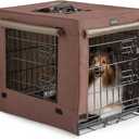 DONORO Dog Crates for Small Size Dogs Indoor Double Door Dog Kennels & Houses for Puppy and Cats, Collapsible Metal Contour Dog Cages (Brown, 24.0" L x 18.0" W x 20.0" H)