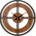 Large Wall Clock Decorative Wall Clock Round Kitchen Clock Farmhouse Kitchen Decor Rustic Clocks for Walls Farmhouse Silent Clock for Living Room Decor (Rustic)