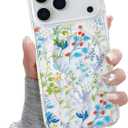 QLTYPRI Magnetic for iPhone 17 Pro Max Case Compatible with Magsafe, Cute Floral Flower Aesthetic Phone Case Slim Clear Anti-Yellowing Shockproof Phone Cover for Girls Women - Colorful Floratopia