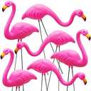 JOYIN Set of 2 Small Pink Flamingo Yard Ornament Stakes Mini Lawn Plastic Flamingo Statue with Metal Legs for Sidewalks, Outdoor Garden Decoration, Luau Party, Beach, Tropical Party Decor, 2 Styles