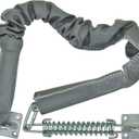 QCAA Extra Heavy Storm Door Chain Check, for Heavy Commercial Door, 32" Length Overall, Solid Brass Bracket Satin Chrome Plated, 304 Stainless Steel Hook, Grey Textured Vinyl Cover, 1 Pack