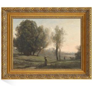 DIY Solid Wood Frame for 30x40 Canvas Oil Paintings, 2.4" Wide Antique Gold Ornate Picture Frame for Landscape Portrait Prints Posters (Empty Frame Only, No Plexiglass & Backing Board)