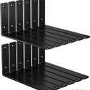 12-Pack 8 Inch Heavy Duty Shelf Brackets, Premium Floating L Bracket for Wall, Kitchen, Mantel Shelves Support | Quarter Inch (1/4") Thick | Black Powder Coated Steel