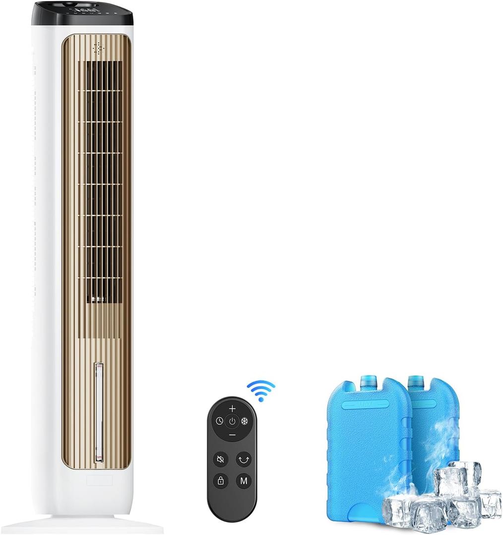 PNTCK Portable Air Conditioner Fan with Ice Packs, 12H Timer, 80 Oscillation, 3 Speeds & 4 Modes, Remote for Bedroom, Office, Room
