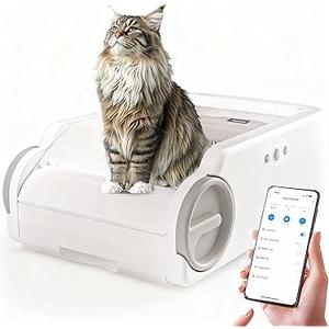 Self Cleaning Litter Box, Automatic Cat Litter Box Self Cleaning, Hands-Free Cleanup Less Tracking，Anti-Pinch/Odor-Removal Design