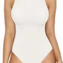 MANGOPOP Women's Tank Top Body Suits Sexy Crew Neck Racerback Halter Ribbed Sleeveless Long Sleeve Bodysuit Going Out Tops, L