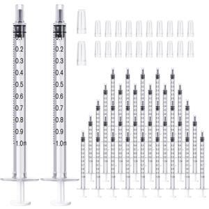 JOLLY PARTY 100 Pack 1ml Syringes with Caps, 1cc Syringe Needleless, Small Oral Syringe with Tip Cap Individually Wrapped for Scientific Labs, Liquid Measuring, Pet Feeding, Oil & Glue Dispenser