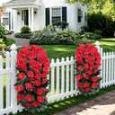 Artificial Geraniums Flowers Faux Plants for Outdoors Outside Spring Decor, 2 PCS UV Resistant Fake Silk Hanging Flowers Long Trailing Vines Look Real for Outdoor Planters Patio Porch Garden, Fuchsia