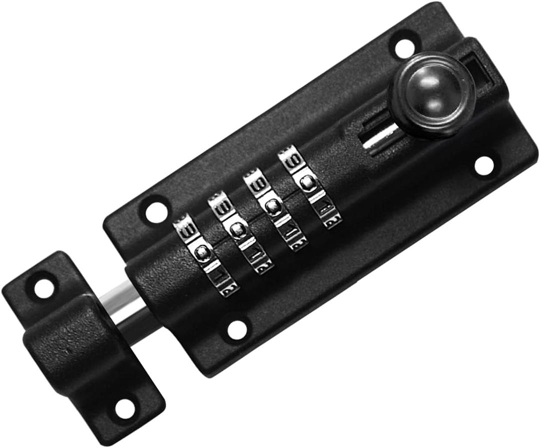 RESET-008 Combination Locking Bolt,4 Digit Combination Door Security Slide Latch Lock Set Your Own Password,Black