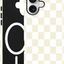 Jusy Compatible with MagSafe Checkerboard Case for iPhone 17, Cute Aesthetic Checkered Magnetic Phone Case, Soft TPU and Hard PC Protective Phone Cover for Women GirlsMatte - Beige